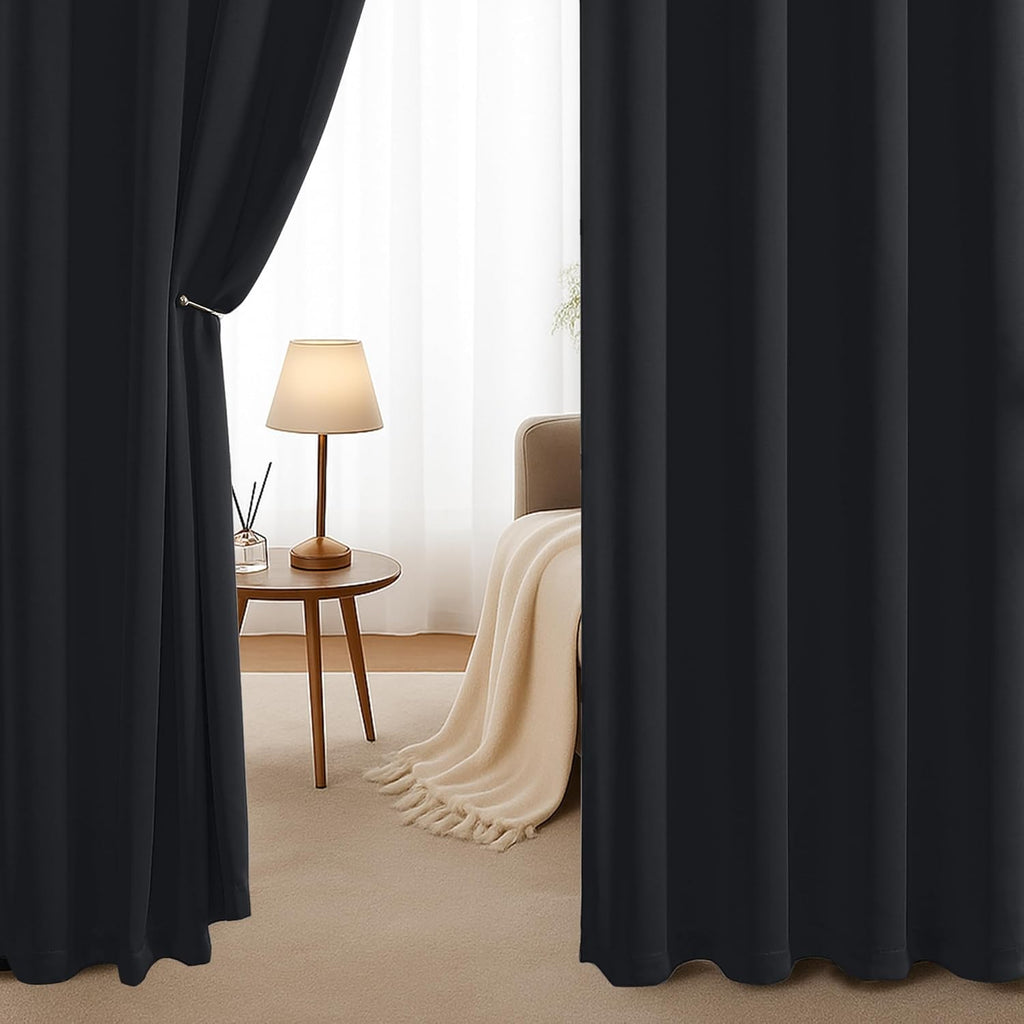 Simplebrand Blackout Curtains - Thermal Insulated Room Darkening Drapes, 63 Inch Length, 2 Panels Set