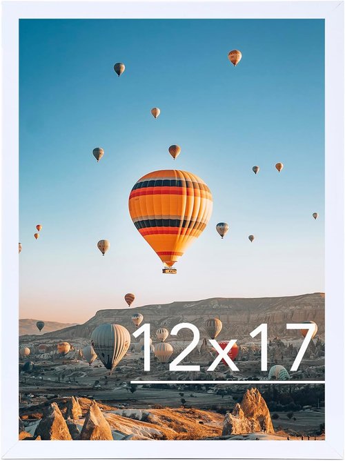JCJMY 12x17 Picture Frame - White Wall Mount for Horizontal or Vertical Display | Shatter-Resistant Plexiglass