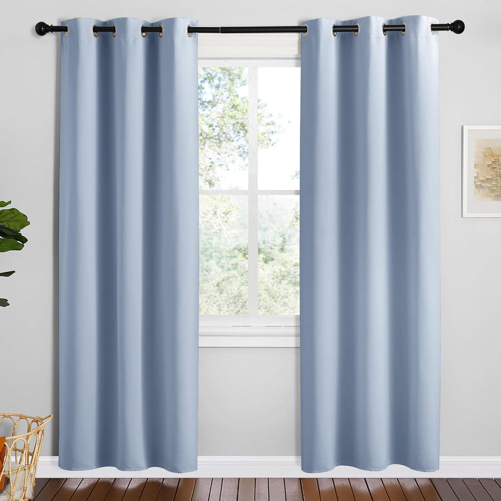 NICETOWN Vintage Blue Blackout Curtains - Thermal Insulated Drapes for Playroom | 72" Length, 34" Wide, 2 Panels