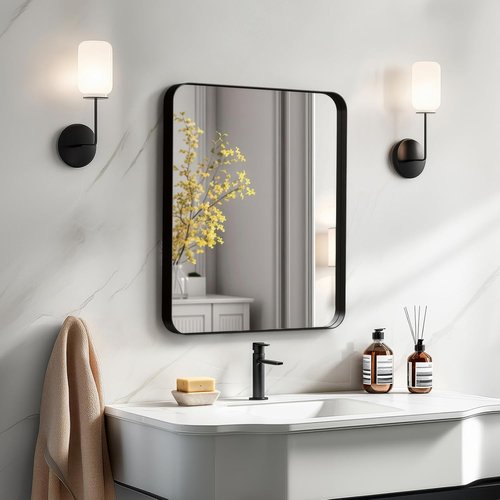Kosmonia Bathroom Vanity Mirror - 20x16" Aluminum Framed, Farmhouse Style, Anti-Rust & Shatter-Proof, Black