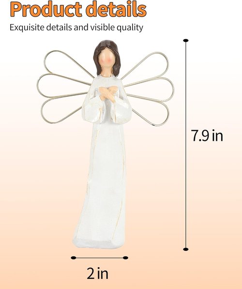 iStatue Angel Ornaments - 8'' Hand-Painted Resin Faceless Sculpted Angel Gifts for Sympathy & Remembrance