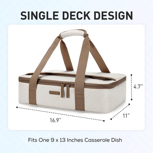 TOURIT Insulated Casserole Carrier for Hot or Cold Food Thermal Food Carrier for Picnic Cookouts Potluck Parties Fits 9" x 13" Baking Dish