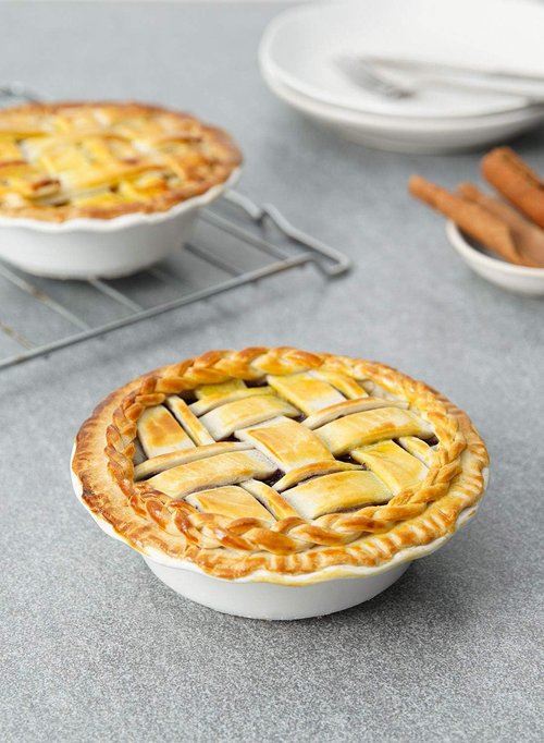 LE TAUCI Mini Pie Pans - 6.5 Inch Ceramic Pie Plates with Ruffled Edges | Set of 6, White, 12 Ounce Ramekins