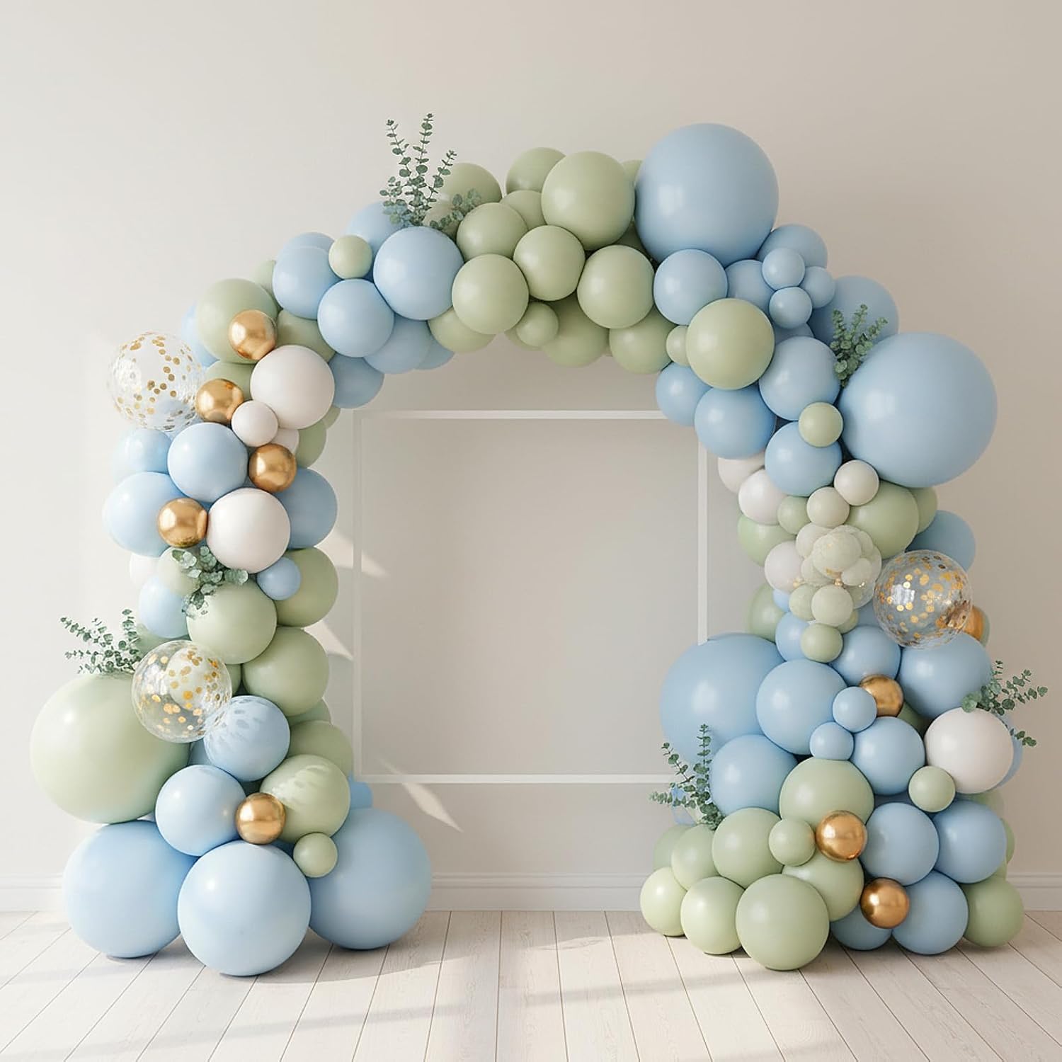 RUBFAC Dusty Green Balloons - 129-Piece Latex Garland Kit for Wedding & Birthday Parties | 5-12 Inch Sizes
