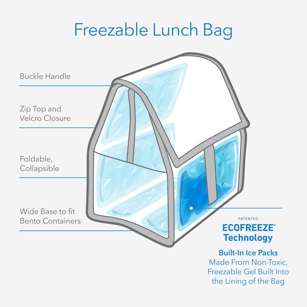 PackIt® Freezable Lunch Bag, Sage, Built with ECOFREEZE® Technology, Foldable, Reusable, Zip and Fold Closure with Buckle Handle, Designed for Work Lunches and Fresh Lunch On the Go