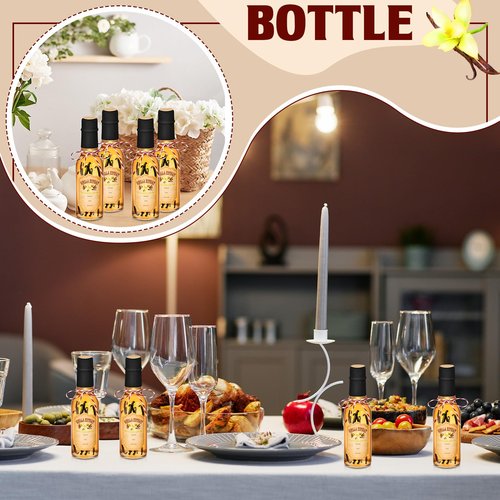 Tioncy 12 Pcs 5 Oz Vanilla Extract Bottles for Homemade Vanilla Jar Woozy Glass Bottle with Cap, Shrink Capsules, Sticker Syrup Gift Food Storage Canister for Hot Sauce Spice Dressing Homemade(Black)