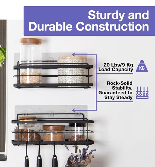 KINCMAX Heavy-Duty Waterproof Wall Adhesives - 2-Pack No-Trace Stickers for Shower Caddy & Kitchen Racks