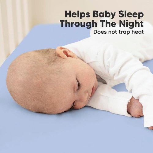 KeaBabies Organic Crib Sheets - 2-Pack Fitted Jersey Cotton for Boys & Girls | Soft Neutral Prints (52x28, Blue Flax)