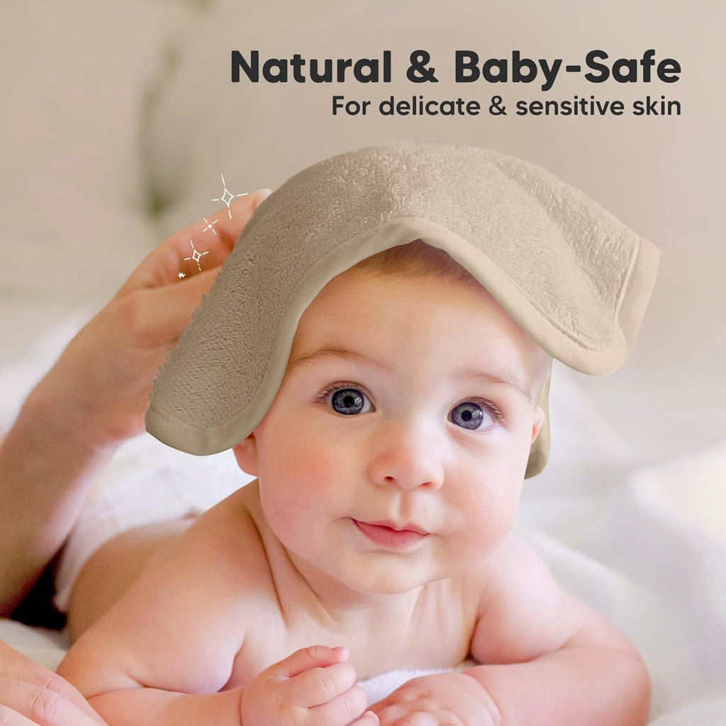 Skiennix 6-Pack Baby Washcloths - Soft, Absorbent Bamboo Towels for Newborns & Toddlers | 10x10 Earth Brown