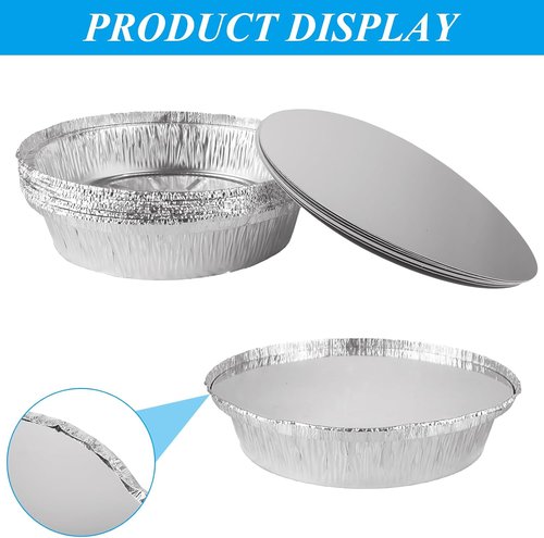 ABuff 9-Inch Round Aluminum Foil Pans - 50 Pack Disposable Baking & Takeout Containers | Oven & Freezer Safe