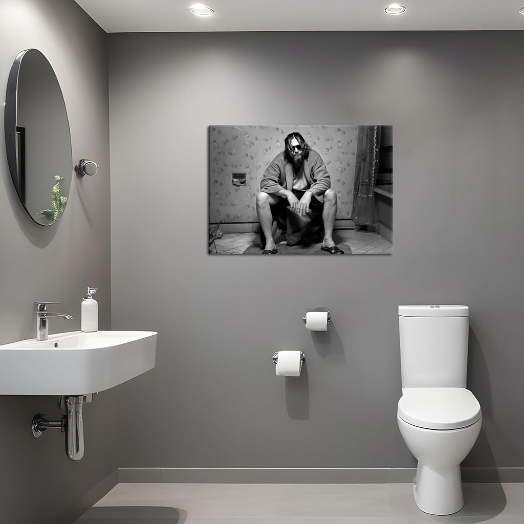 Skiennix Funny Bathroom Wall Decor - 90s Movie Poster Black & White Art | Humorous Toilet Sign 16x24 in