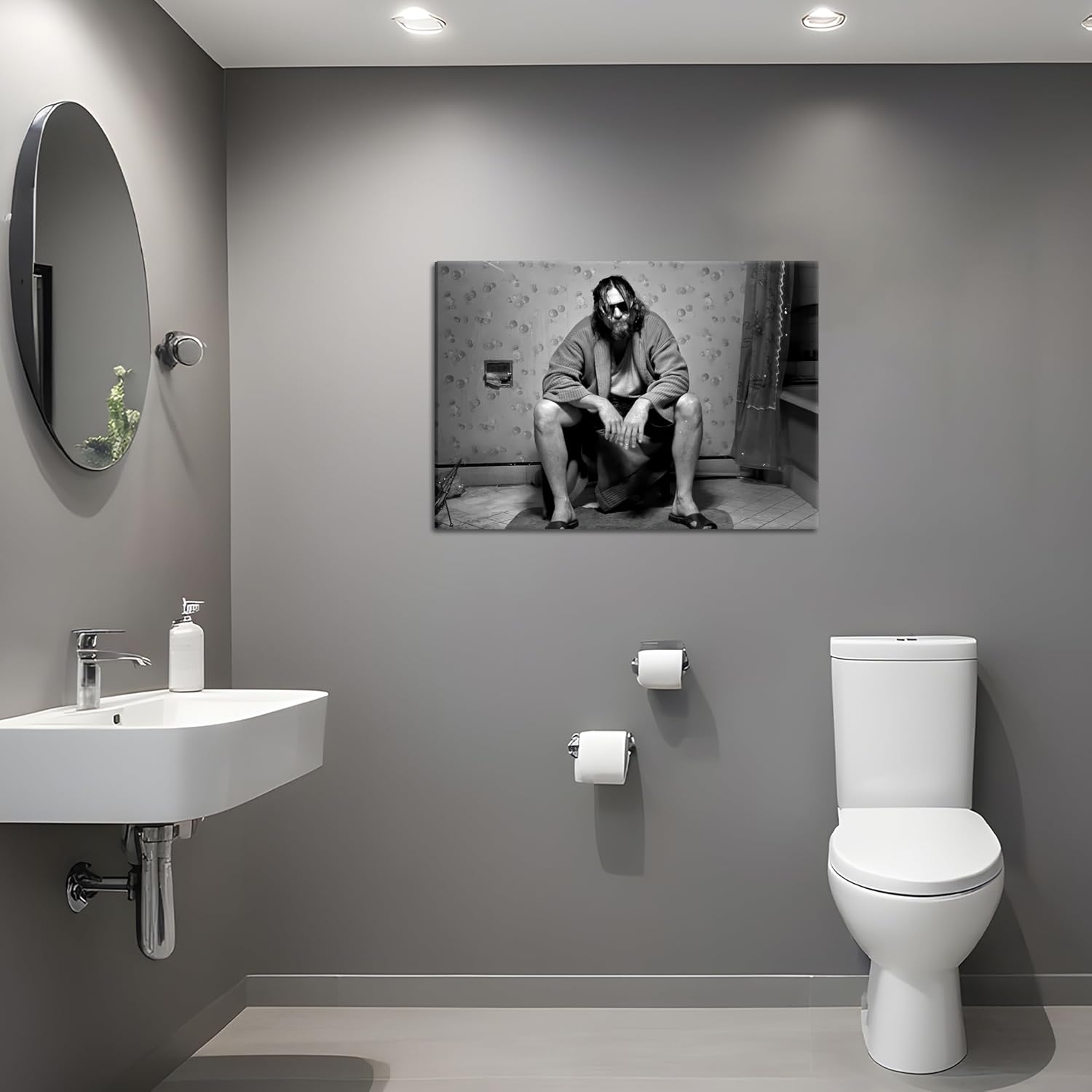 Skiennix Funny Bathroom Wall Decor - 90s Movie Poster Black & White Art | Humorous Toilet Sign 16x24 in