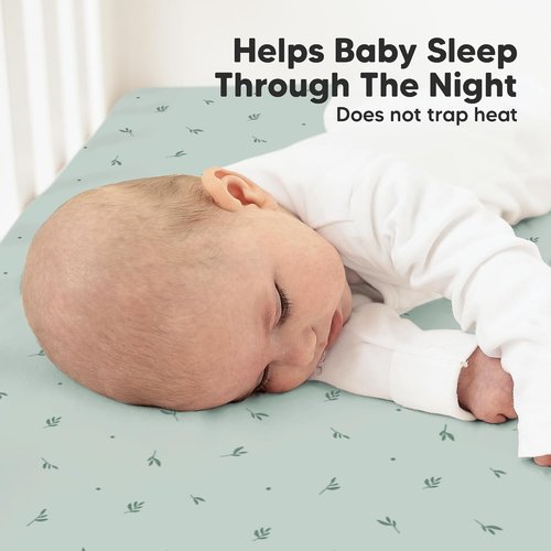 KeaBabies Organic Crib Sheets - 2-Pack Fitted Jersey Cotton for Boys & Girls | Soft, Breathable 52x28" with Cute Bunny Prints