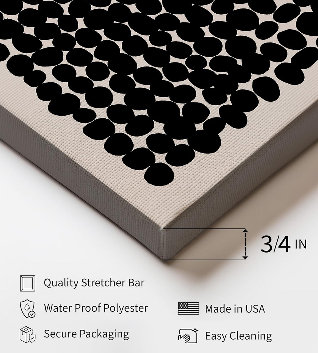 Poster Master Modern Abstract Canvas - Black Pebbles Print for Minimalist Living Room Decor | Available in 8x10 to 30x40