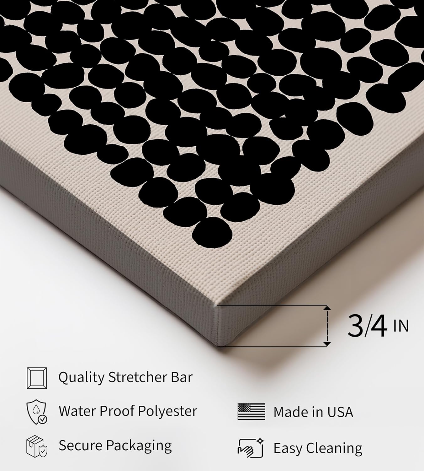 Poster Master Modern Abstract Canvas - Black Pebbles Print for Minimalist Living Room Decor | Available in 8x10 to 30x40