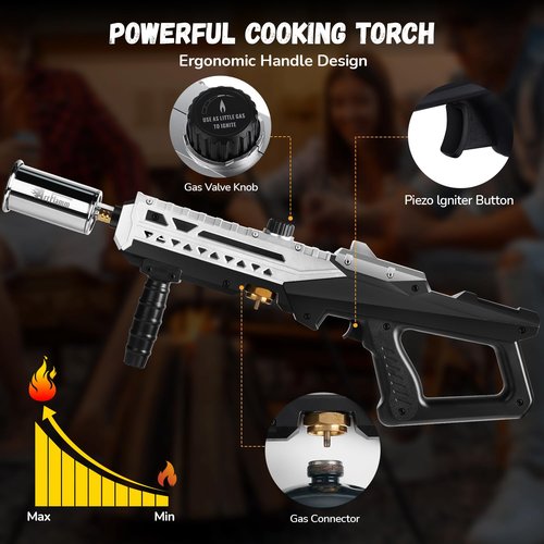 ARTFLAMM Powerful Grill Torch Gun | Propane Torch Gun, Adjustable Flamethrower | Blowtorch for BBQ, Camping, Charcoal Lighter & Fire Starter