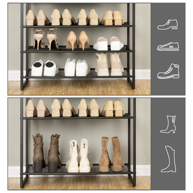 HOOBRO 10-Tier Shoe Rack for Entryway, 29.5" L Shoe Storage Organizer, Large Capacity Shoe Shelf for Closet, Front Door Entrance, Hallway, Holds 36-40 Pairs of Shoes, Rustic Brown and Black BF107XJ01