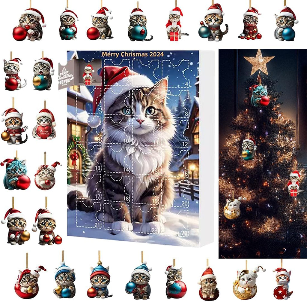 Skiennix Cat Advent Calendar - 24 Days of Festive Fun for Cat Lovers | Cute Holiday Decor Ornaments
