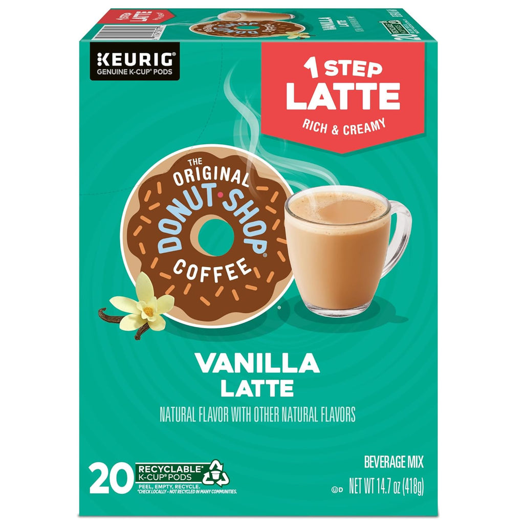 Original Donut Shop Vanilla Latte K-Cup Pods - Flavored Coffee, 20 Count for Keurig
