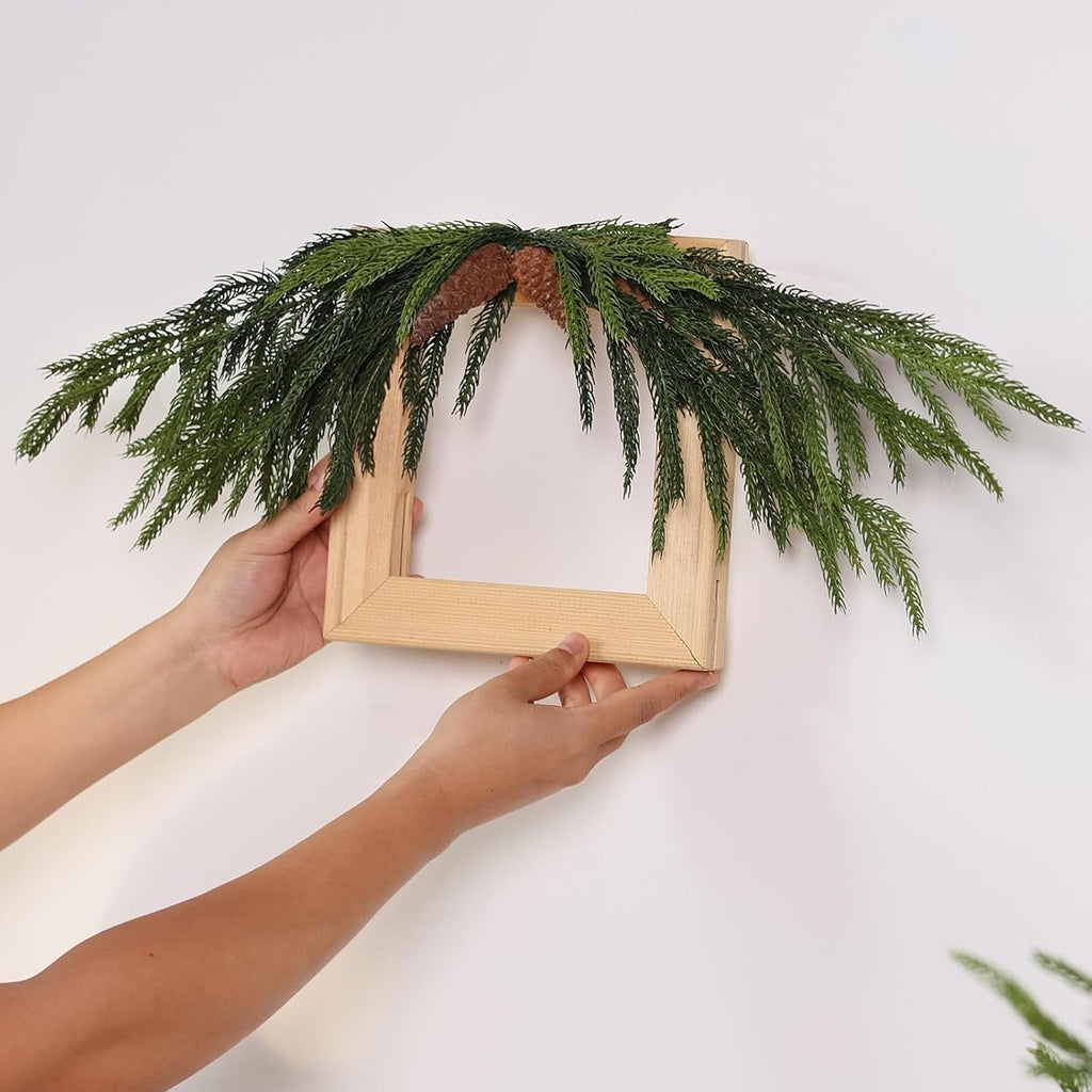 Norfolk Pine Branches - 20 Pcs Real Touch Artificial Greenery for DIY Crafts | 18" Faux Pine Picks