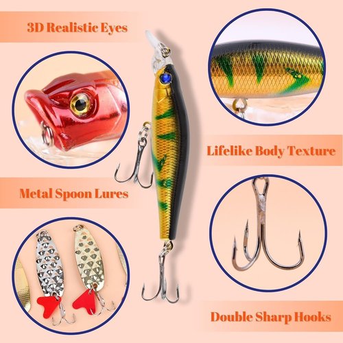 Fisherman Fishing Advent Calendar 2025 - 24 Days of Bass & Trout Lures | Fun Countdown Gift Box
