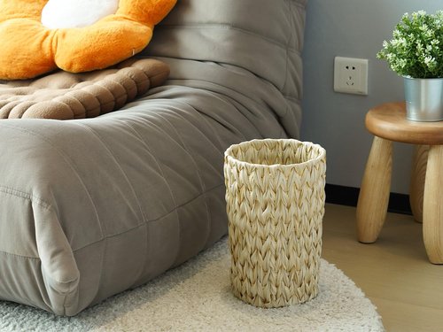 Coeusy Wicker Trash Can 2 Pack White
