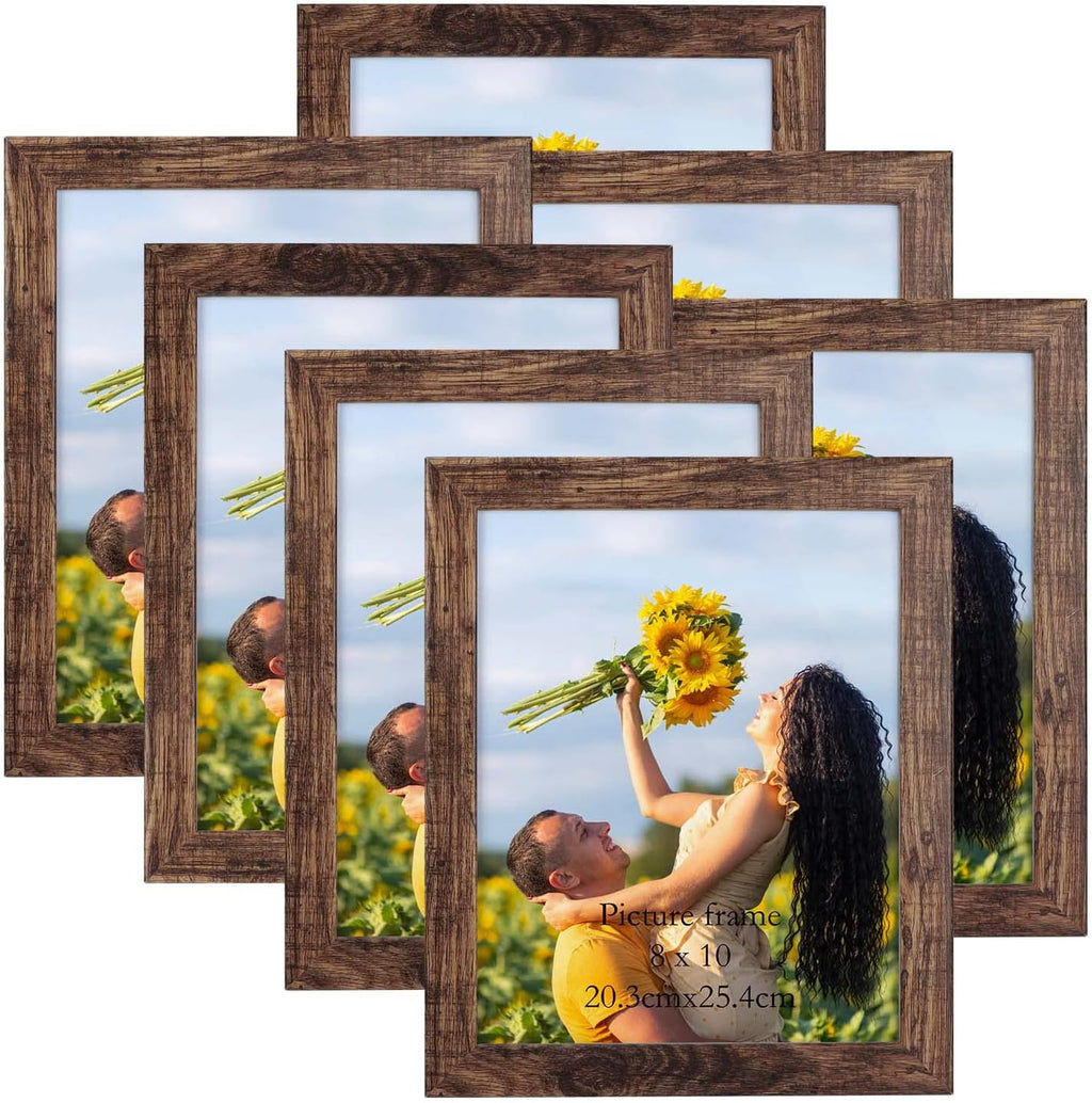 PETAFLOP 8x10 Rustic Picture Frame Set of 7 | Stylish Wall & Tabletop Display for Photos