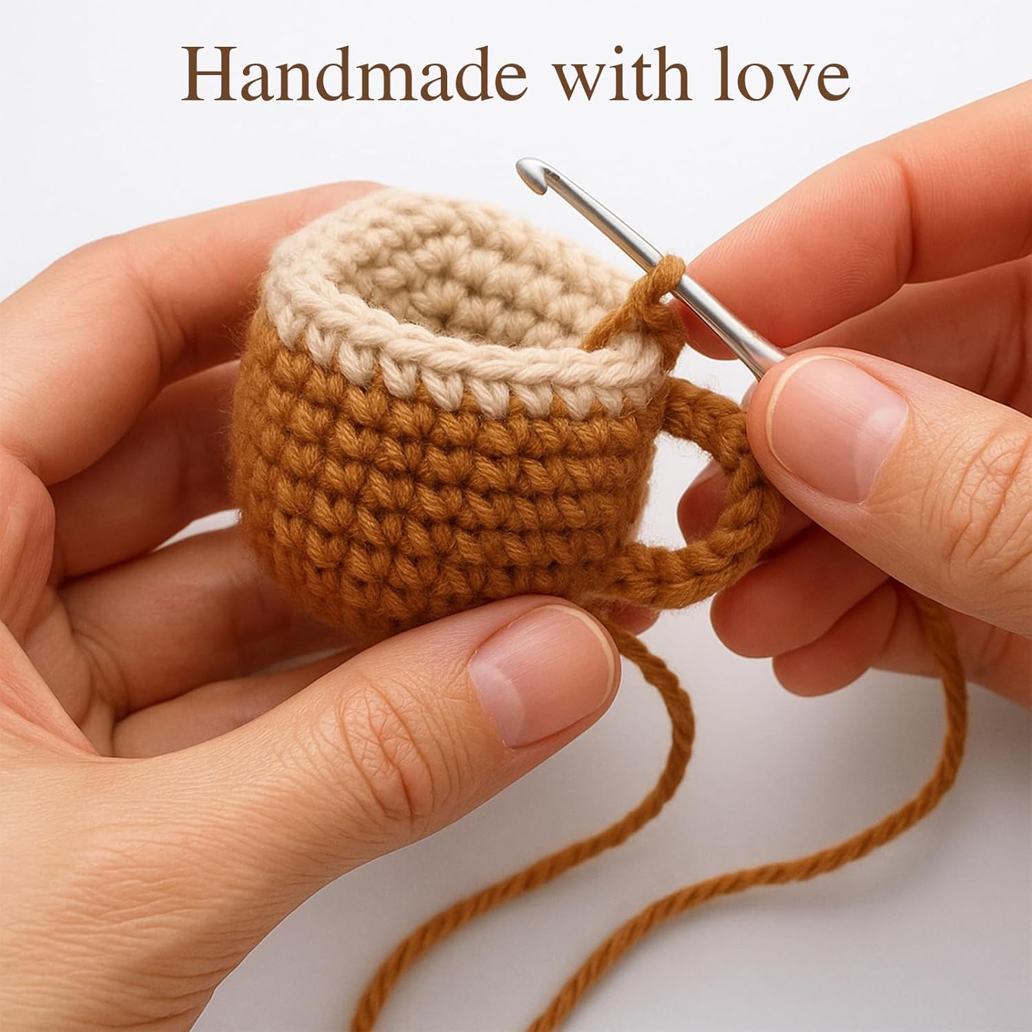 Positive Crochet Coffee Cup | Cute Desk Decor Gift for Coffee Lovers - Perfect for Him & Her