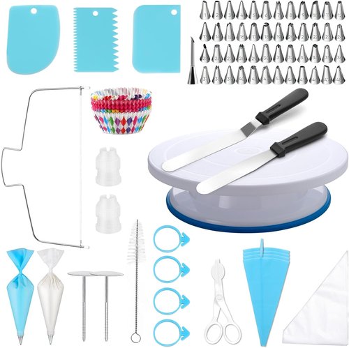 222 PCS Cake Decorating Kit | Complete Set with Turntable, Leveler, Piping Bags & Tips