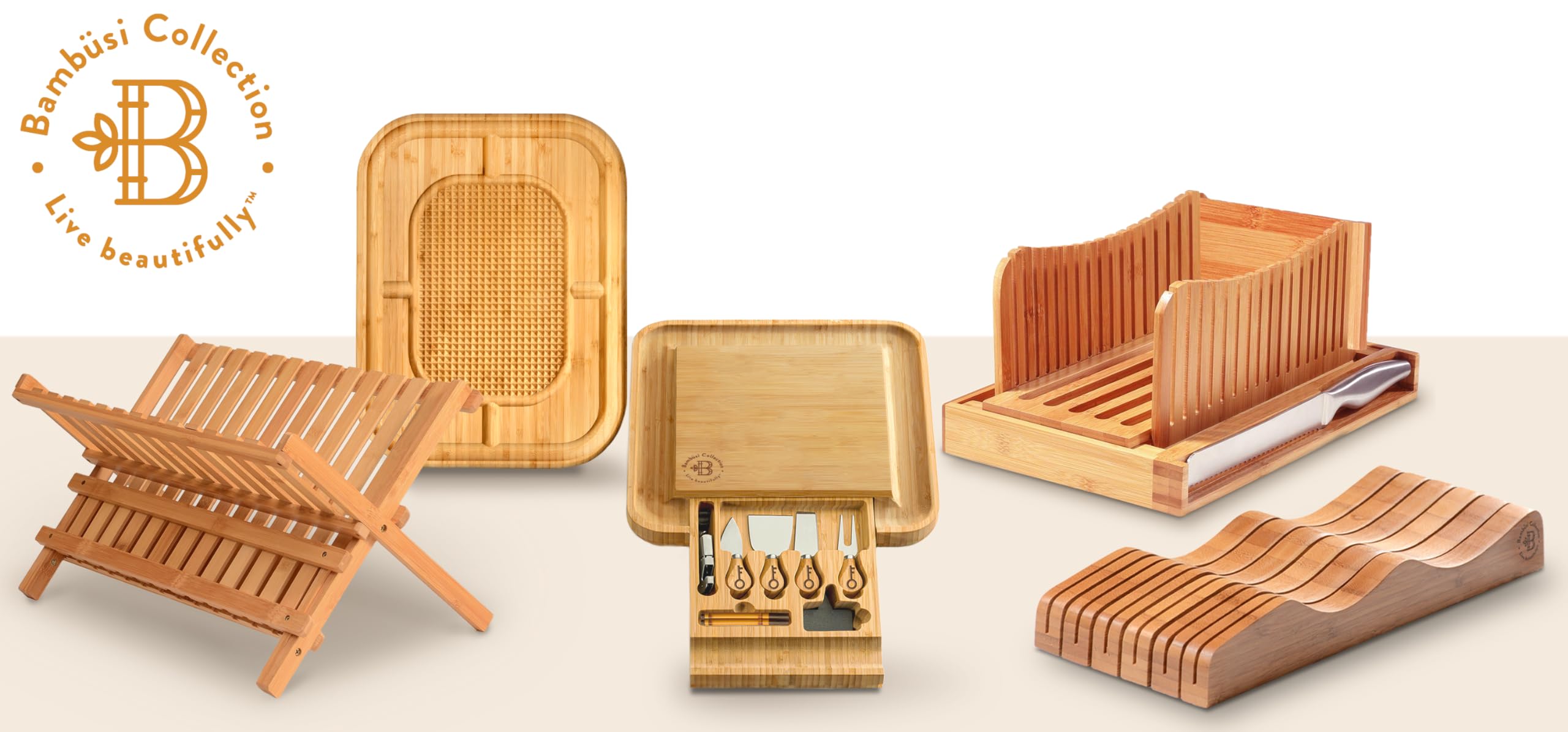 Dish Drying Rack - Collapsible Bamboo 2 Tier Foldable Wooden Dish Drainer for Countertop, Plates Cups Bowls Utensils, Eco Friendly Folding Bamboo Dish Rack for Kitchen Home Apartment RV - by Bambusi