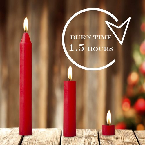 Bulk Red Candles by [Brand Name] - Perfect for Christmas Tree Decorations | 4 Inch x 1/2 Inch, 1.5 Hour Burn Time