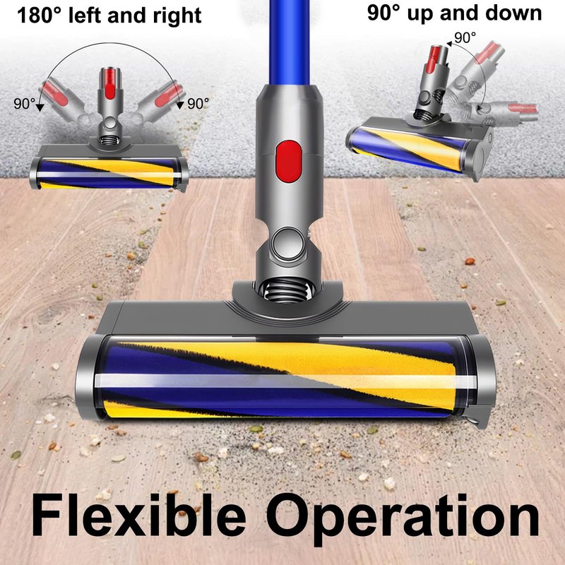 LHCOEEO Soft Roller Brush Head for Dyson V7 V8 V10 V11 V15 Cyclone Cordless Vacuum Cleaner - Quick-Release Attachment with Green LED Cleaning Light for Hardwood, Marble, Tile & Pet Hair Removal