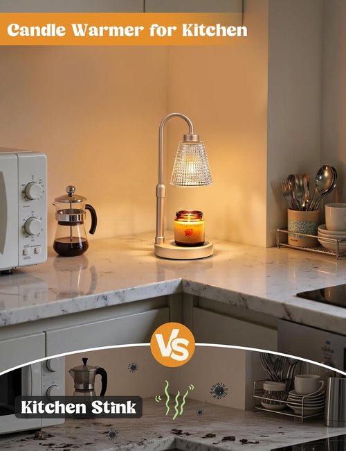 Champagne Gold Candle Warmer Lamp - Dimmable & Adjustable Timer for Jar Candles | Perfect Home Decor & Gift