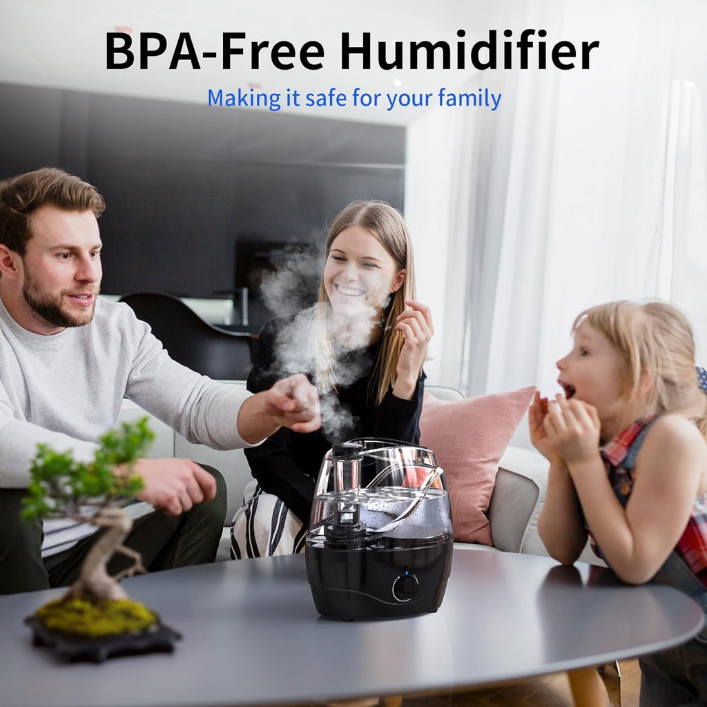 Skiennix Cool Mist Humidifier - 2.2L Whisper-Quiet Operation for Bedroom & Baby | 30-Hour Run Time, 360° Nozzle, BPA Free