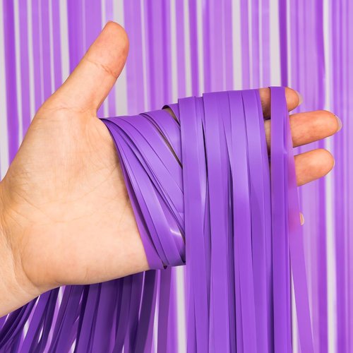 GREATRIL Purple Tinsel Fringe Party Backdrop - Perfect for Lavender Fairy Birthday Decor | 3.2ft x 8.2ft - 2 Packs
