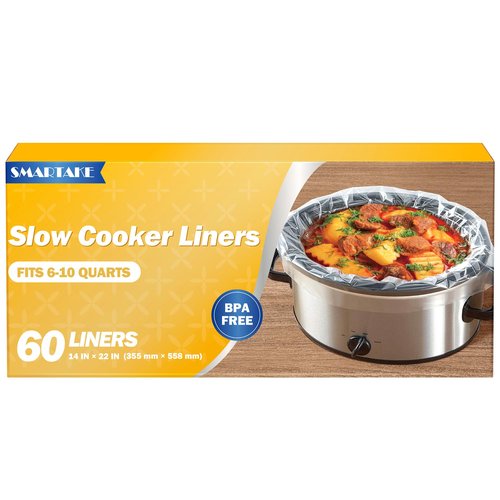 SMARTAKE Slow Cooker Liners, Extra Large Size 14"x 22" Disposable Cooking Bags, Fit 6QT to 10QT for Slow Cooker, Cooking Trays, Suitable for Oval & Round Pots, 60 Liners