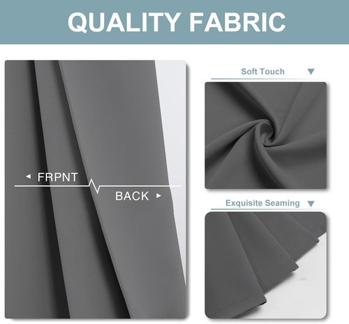 ChrisDowa Blackout Curtains - Thermal Insulated Room Darkening Panels, 90 Inches Long, Grey (2 Panels)