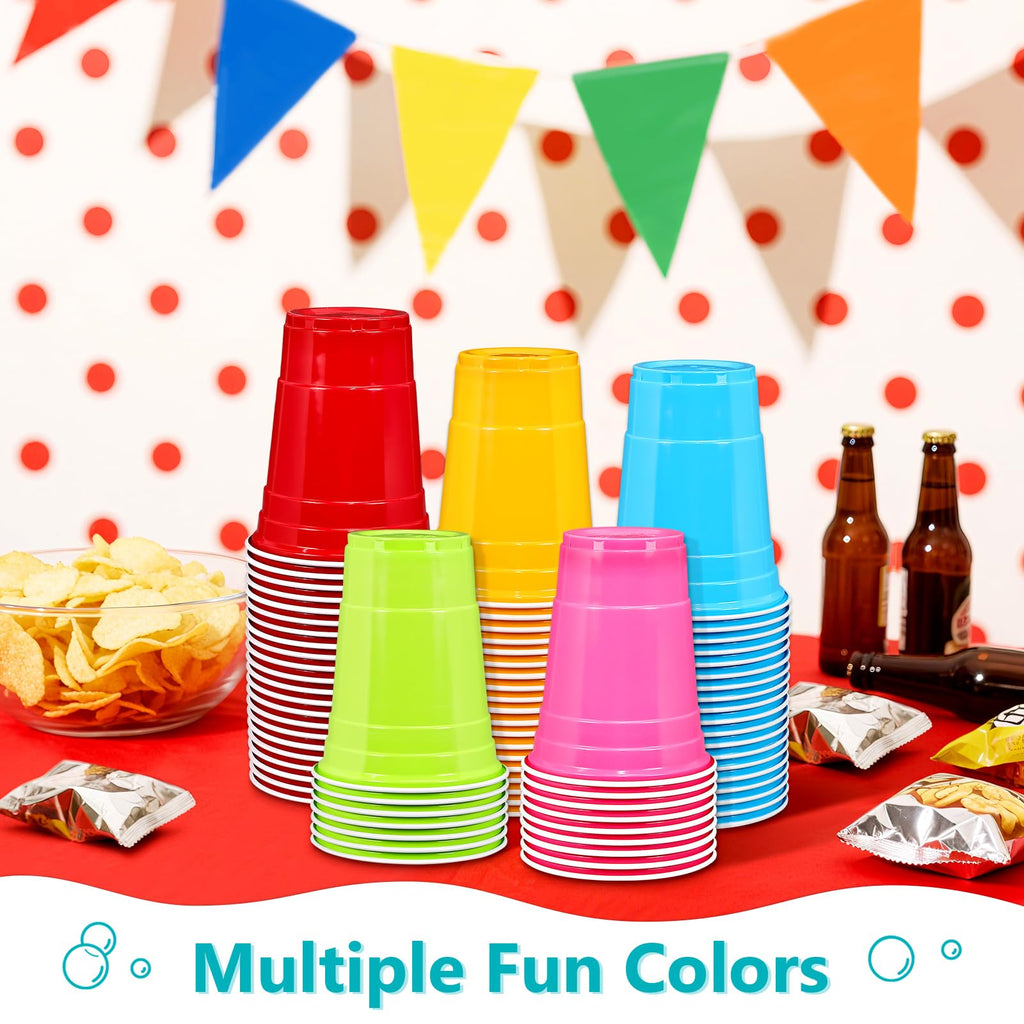 LANLISA 50 Orange Plastic Cups, 16 oz Disposable Cups, Drinking Cups For Birthday Party, Halloween, Thanksgiving, Harvest, Fall