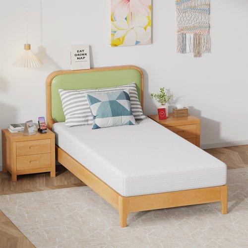 FDW 8-Inch Twin Mattress - Medium Firm Gel Memory Foam with Cooling Ventilation & Pressure Relief | White, Washable Cover