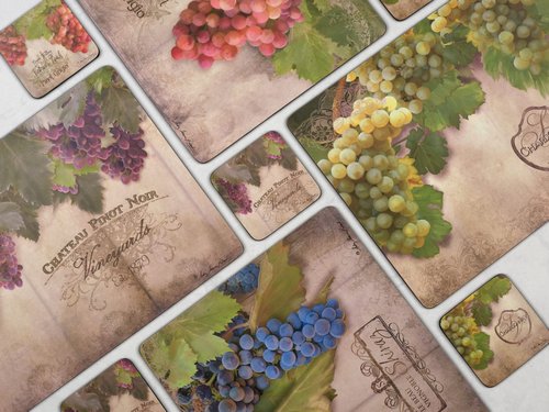 Pimpernel Portmeirion Collection Placemats, Set of 4 – (15.7" x 11.7") Cork-Backed Rectangular Boards with Lacquered Surface, Heat & Stain Resistant Dining Mats & Decorative Protectors for Kitchen