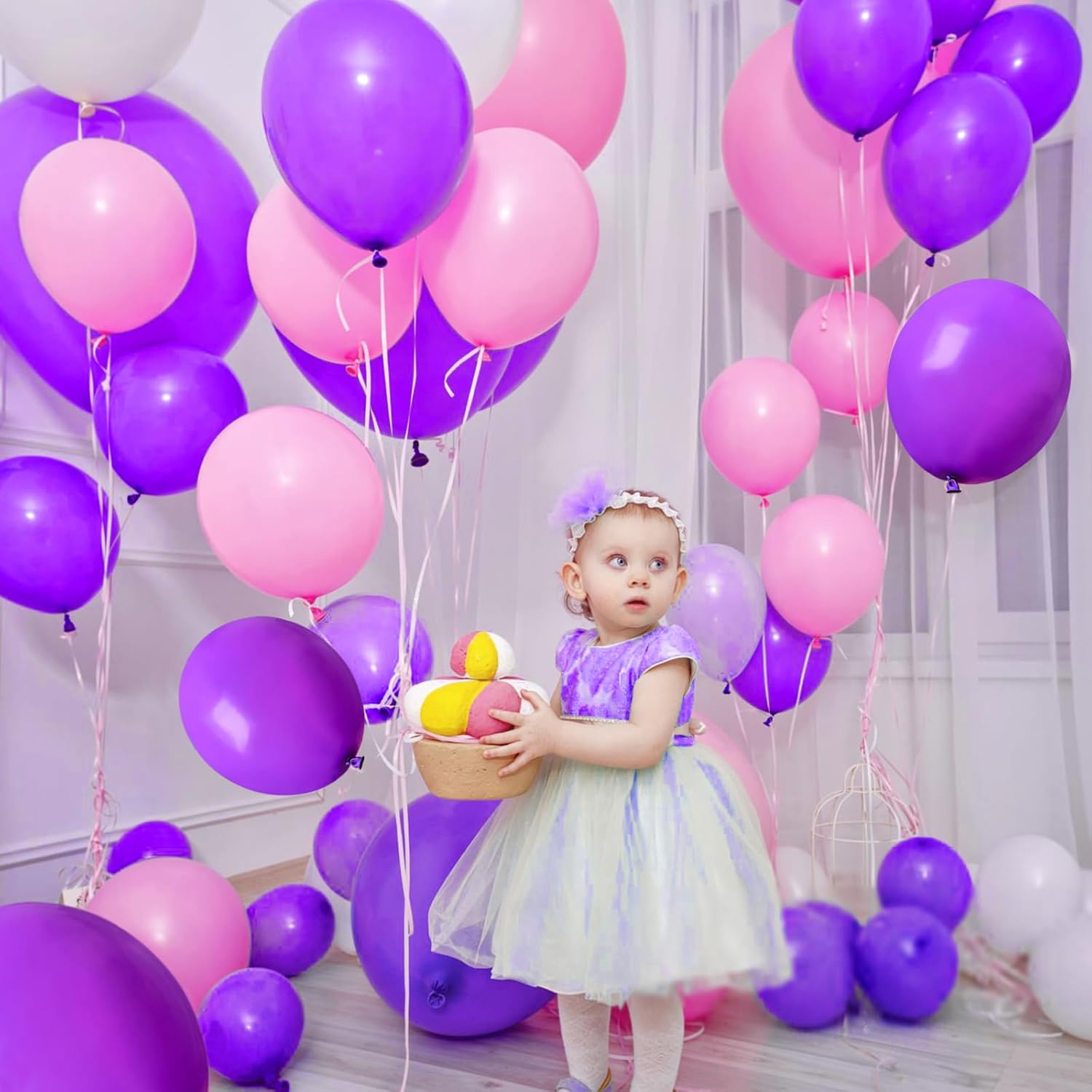 Purple Balloons 100 Pack - 12 Inch Thick Matte Latex Balloons for Halloween & Birthday Parties