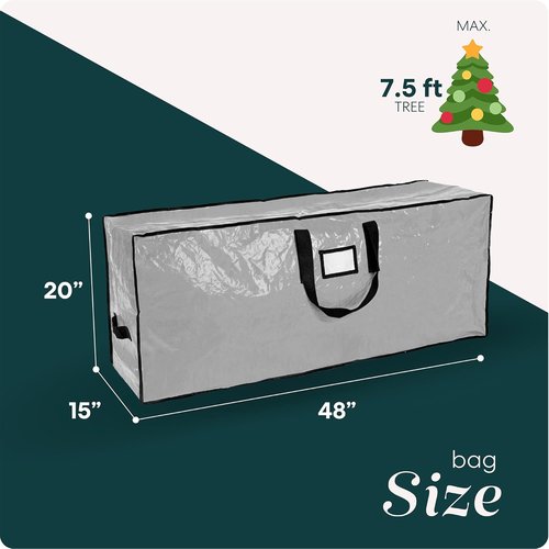 Christmas Tree Storage Bag | Durable Waterproof Zippered Bag for 7.5-Foot Artificial Trees - Protects Against Dust & Moisture (Grey, Pack of 2)