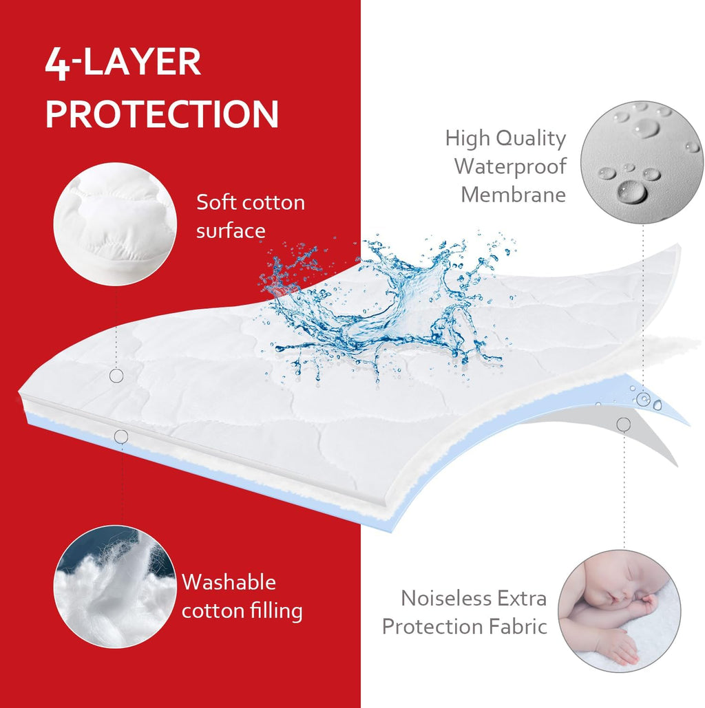 Skiennix Waterproof Pack and Play Mattress Pad - Fitted Cotton Protector for Graco Play Yard | Mini Crib Sheet Cover
