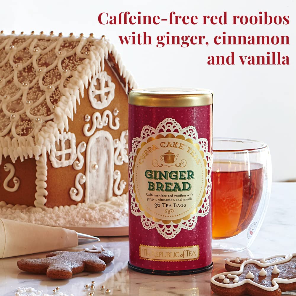 The Republic of Tea Gingerbread Cuppa Cake Red Tea, 36 Tea Bag Tin