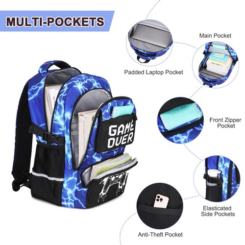 Scothen Boys Backpack for School, 3PCS Cool Luminous Backpack for Boys with Lunch Bag Pencil Case, Kids Bookbag Teen Backpacks for Kindergarten Elementary Middle School