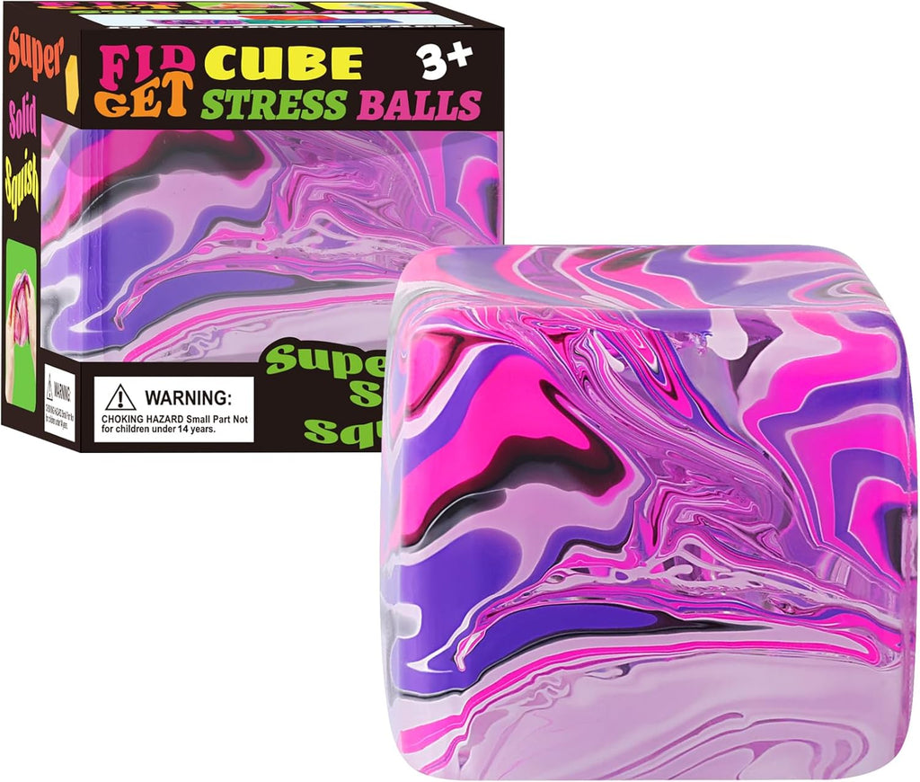 Skiennix Fidget Toys - Squishy Stress Cube for Kids & Adults | Sensory Relief Ball - Pink