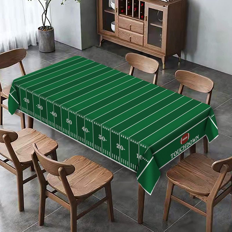 Hafangry American Football Field Tablecloth Touchdown Game Day Sport Themed Party Decoration Kitchen Dining Room Home Rectangular Table Cover (60" x 104")