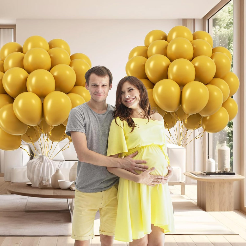 Mustard Yellow Balloons - 12-Inch Latex Party Balloons | 50-Pack for Thanksgiving & Baby Showers