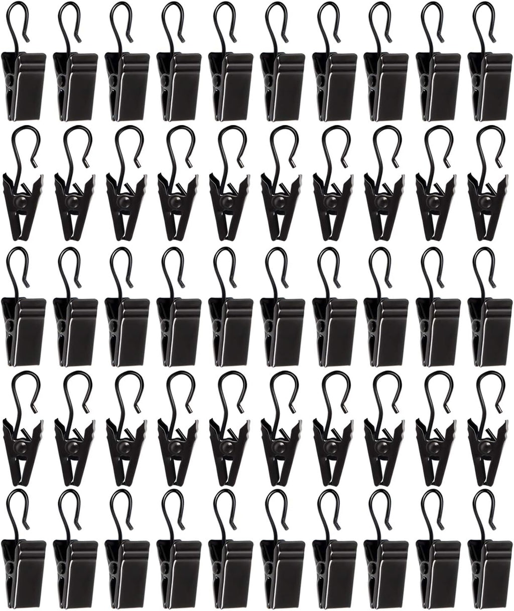 Skiennix 50pcs Stainless Steel Awning Light Curtain Clips - Durable Hooks for Tablecloths & Tents