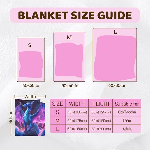 Dragon Throw Blanket for Adult Women Men,Gifts for Girls Boys Kids Teen,Lightweight Soft Cozy Flannel for Birthday Room Bed Sofa-(Blue Purple-Gragon, 80"x60" for Adult)